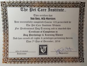 Dog Training Certificate